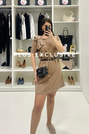 Kamel haljina sa mašnom