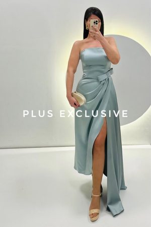 Mint haljina sa šlepom