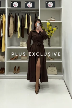 Braon haljina sa dugmićima