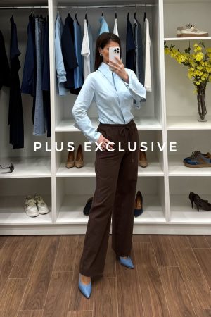 Braon pantalone od lana