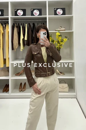 Braon jakna od eko kože