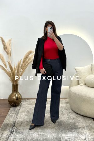 Pantalone dubokog struka od imitacije teksasa