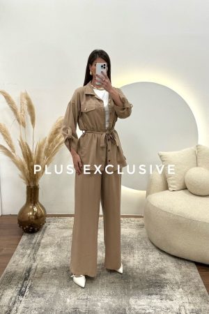 Bež pamučni komplet većih veličina