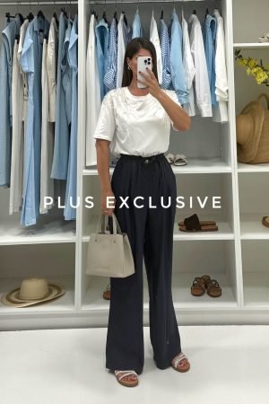 Lagane letnje pantalone na lastis šireg kroja